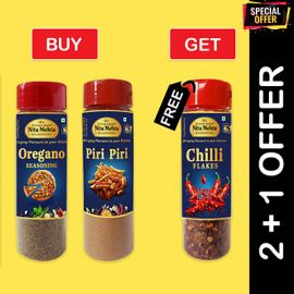 2+1 Combo Offer | Buy Oregano Seasoning 60g and Piri Piri Seasoning 80g - Get FREE Chilli Flakes Seasoning 60g