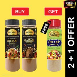 2+1 Combo Offer | Buy Premium Biryani Masala Bottle 90g and Premium Garam Masala 90g - Get FREE Chaat Masala Sprinkler 90g