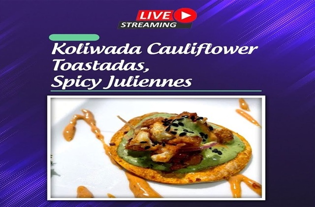 Koliwada Cauliflower Toastadas, Spicy Juliennes